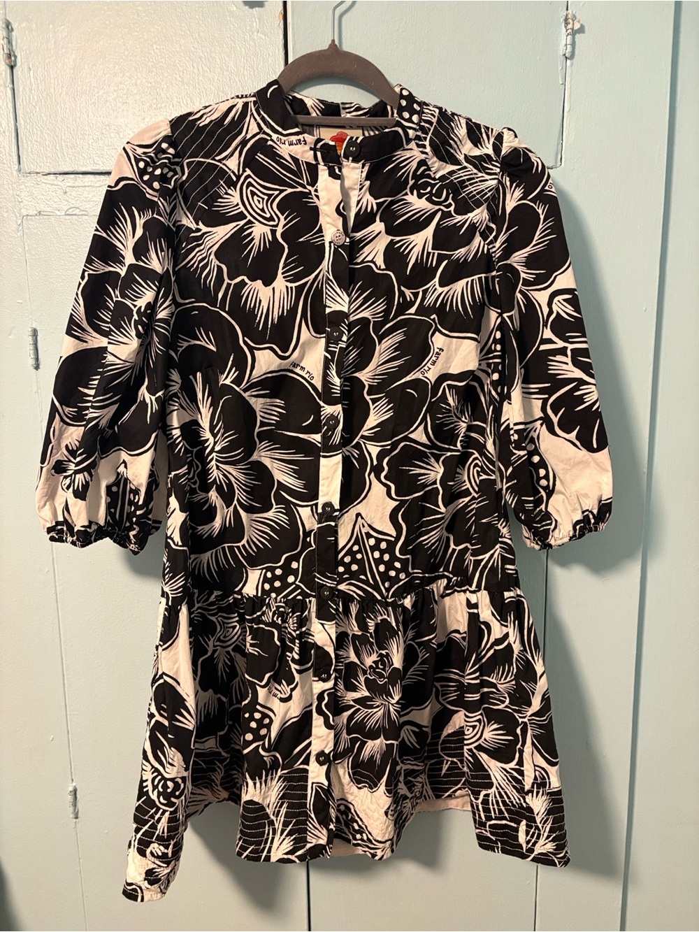 Farm Rio Printed Drop-Waist Mini Shirt Dress - Picture 4 of 6